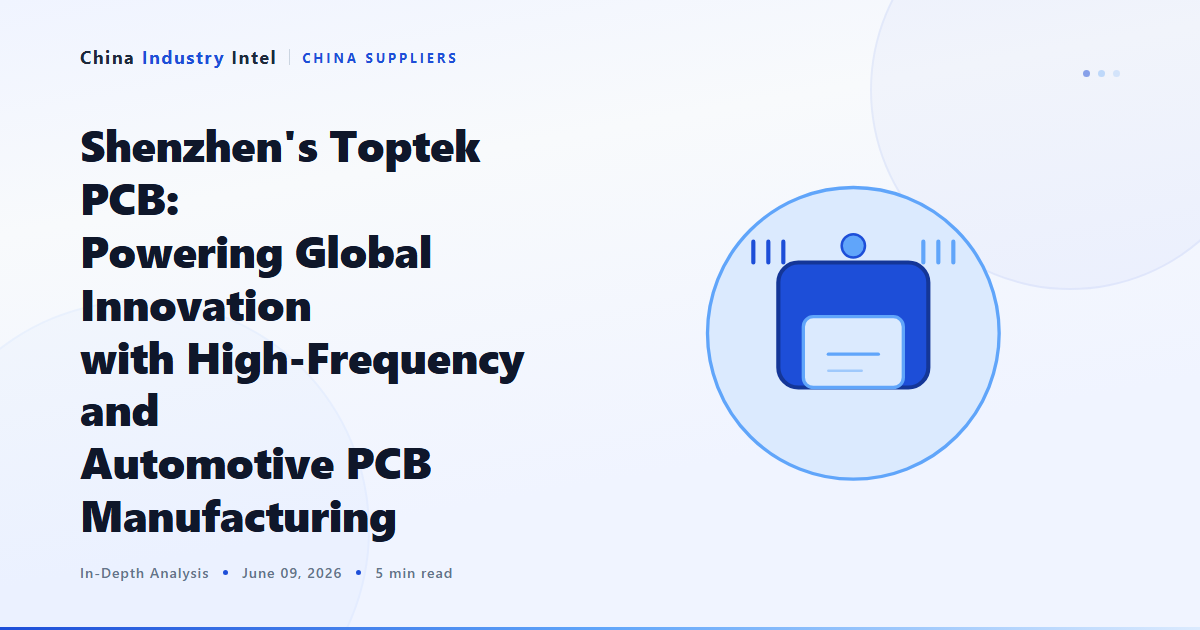 Shenzhen’s Toptek PCB: Powering Global Innovation with High-Frequency and Automotive PCB Manufacturing