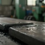 Close documentary view of industrial metal processing materials and equipment